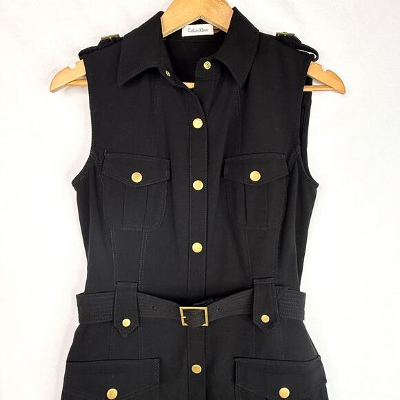 Calvin Klein Black Belted Utility Dress 4 - Picture 3 of 8